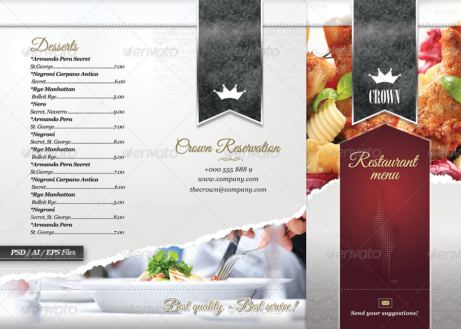 Trifold Restaurant Menu Template